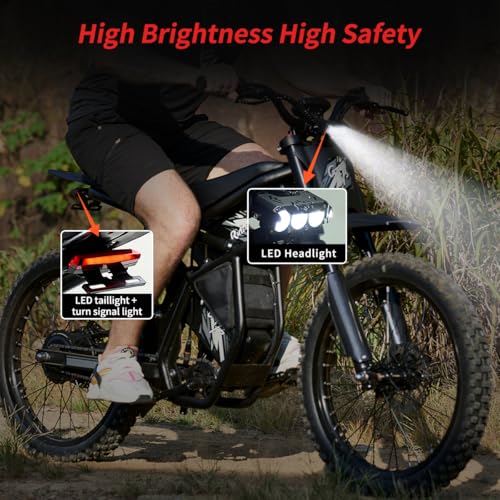 2000W/ 3000W GT73 / GT73 Pro Electric Dirt Bike for Adults - 37/50 MPH High-Speed, 25" Fat Tires & Dual Removable Battery (60V-18AH*2)| All-Terrain Off-Road eBike for Snow, Sand