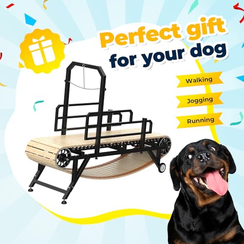 75 Large Dog Treadmill for Dogs, 4 Level Adjustable Ramp Canine Slat Mill for Dog, Easy to Move Doggy Treadmill for Indoor & Outdoor, Up to 440LBS