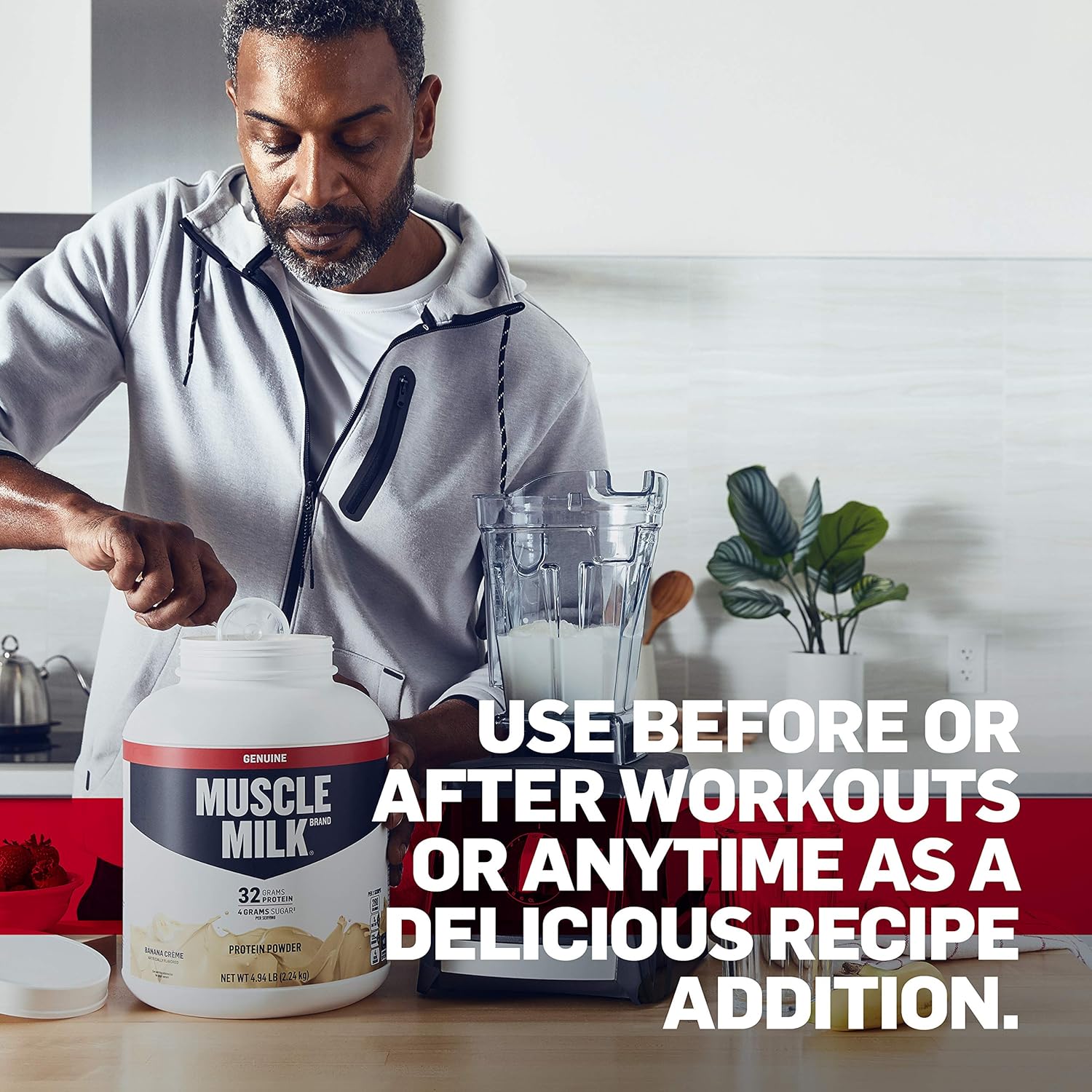 Muscle Milk Genuine Protein Powder, Vanilla Creme, 32g Protein, Amazon Exclusive, 4.94 Pound, 32 Servings Pack of 2