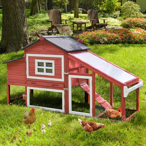 Aivituvin Chicken Coop Mobile Hen Coop, Large Poultry Cage with Wheels Outdoor Backyard Chicken House