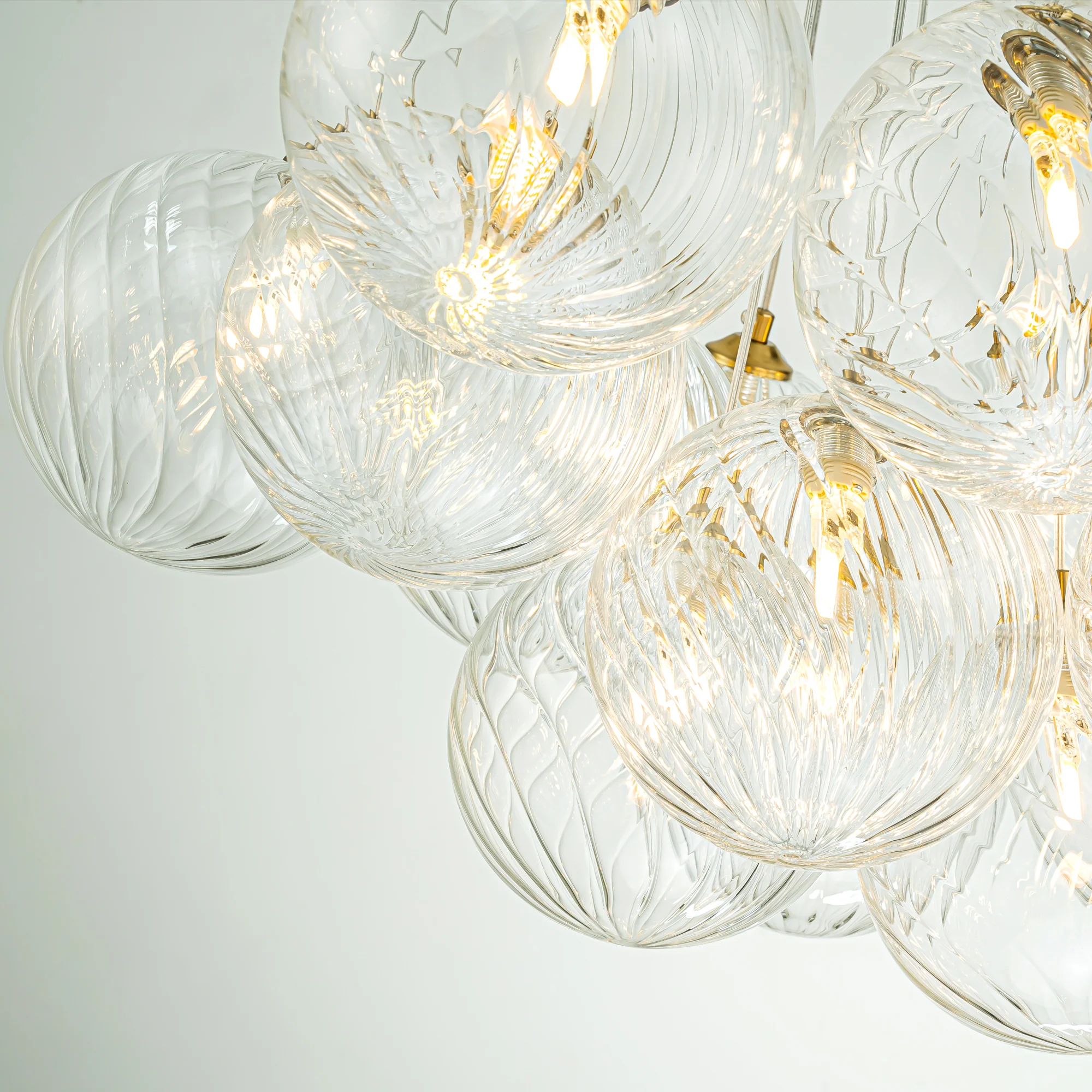 Dresqui 13-Light Dimmable Ribbed Glass Modern Bubble Chandelier (25-29)