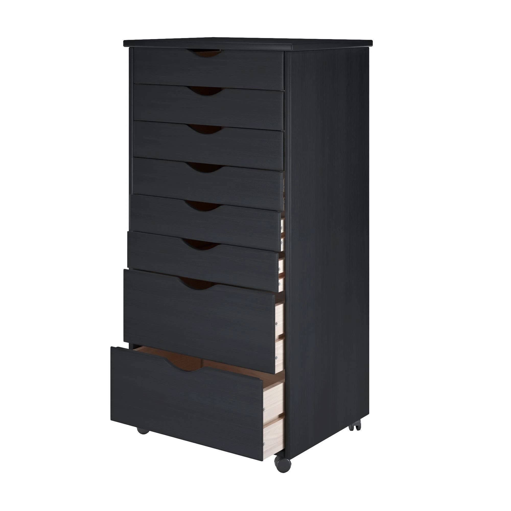 Adeptus 6+2 Drawer Wide Roll Cart - Black
