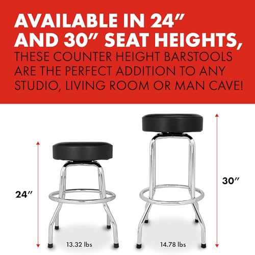 Fender Custom Shop Chevron Logo Swivel Barstool, Great Gifts for Dad, with 1 Year Limited Warranty, Simple Assembly, Black/Black, 24"