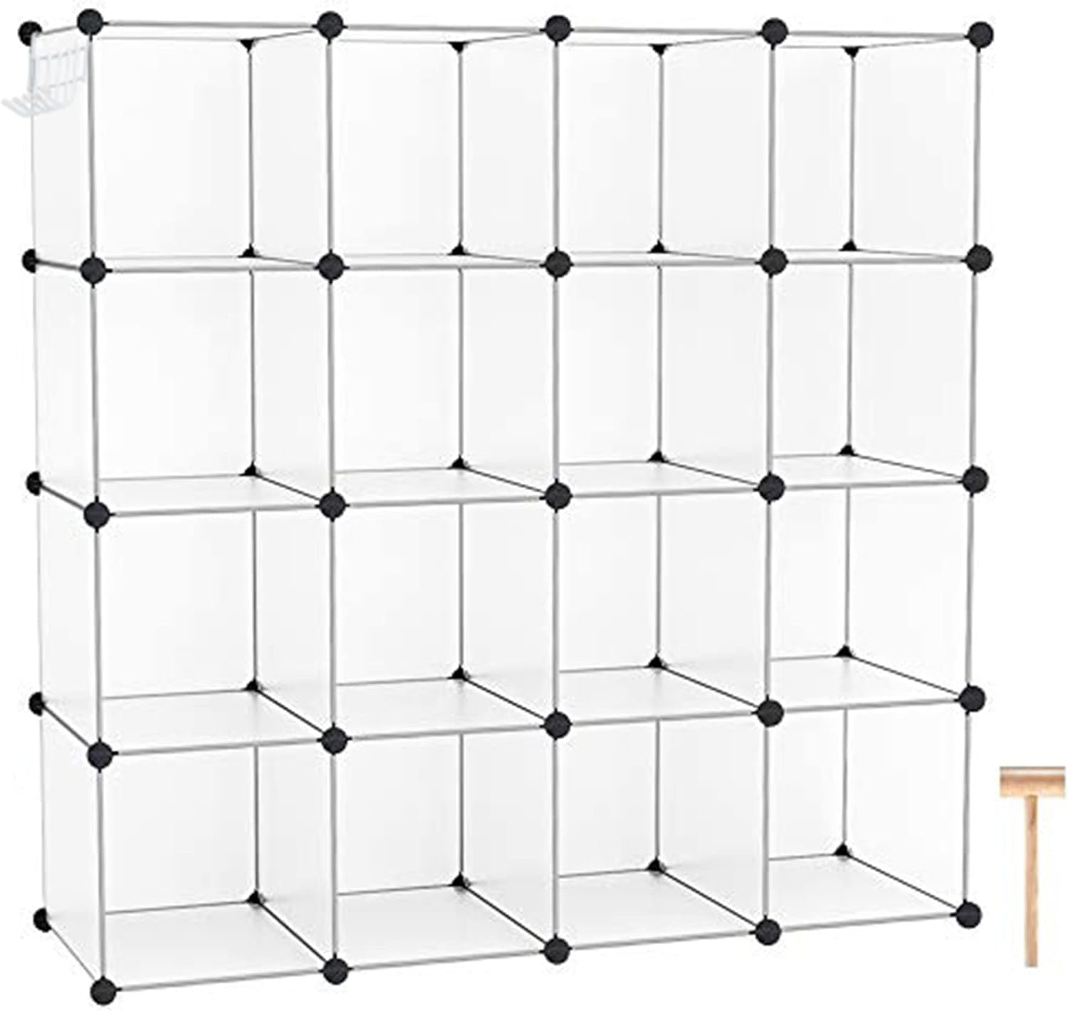 C&AHOME Cube Storage Organizer, 16-Cube Shelves Units, Closet Cabinet, DIY Plastic Modular Book Shelf, Ideal for Bedroom, Living Room, Office, 48.4" L &times; 12.4" W &times; 48.4" H Black