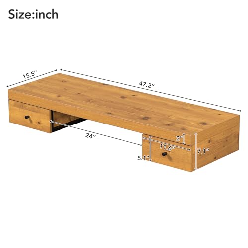 Floating Desk with Drawers - Floating Makeup Vanity with Wall Mounted Design and 2 Sliding Storage Drawers, Wall Mounted Desk with Wood Grain Decals, Floating Table for Wall (Natural)