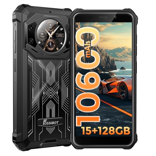 FOSSIBOT F101 Pro Rugged Smartphone Unlocked, Dual Screen 10600mAh Battery 15+128GB Storage MTK8788 Octa-cora Processor 24MP+8MP+5MP Camera 5.45” HD+ Screen Android 13 IP68/IP69K 4G Dual SIM NFC OTG