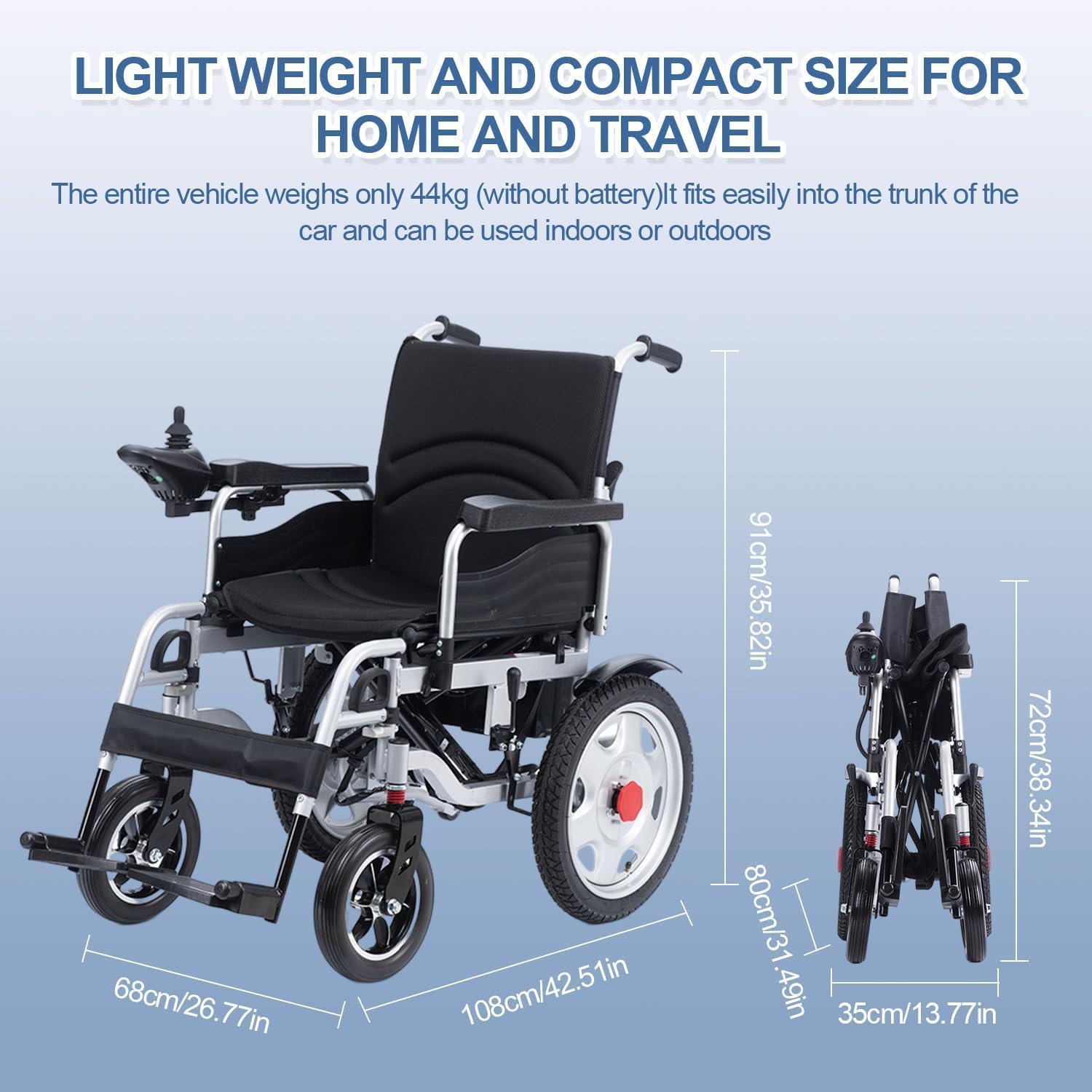 All Terrain Electric Wheelchair Heavy Duty, Foldable Electric Wheelchairs for Adults,Power Wheelchair, Electric Wheelchairs for Seniors,Motorized Wheelchair Portable Airline Approved