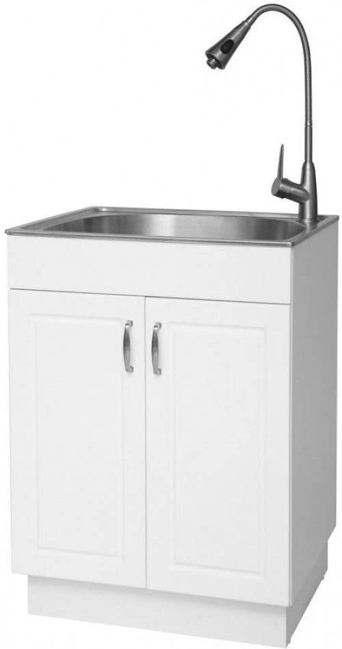 All-in-One 26 in. x 23 in. x 31 in. Stainless Steel Countertop Laundry/Utility Sink and Cabinet ql033y