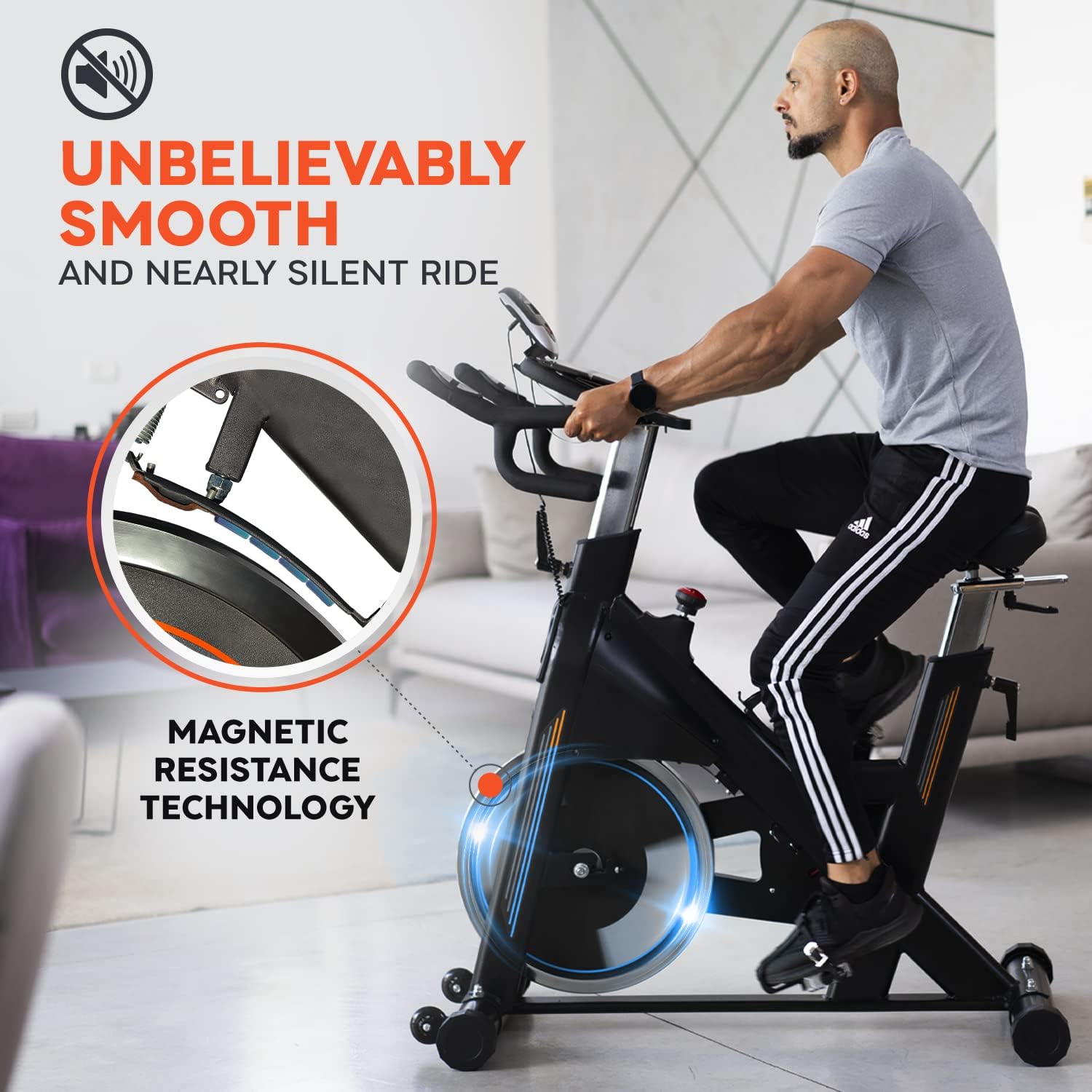 Indoor Exercise Bike Heavy-Duty 115 LB Magnetic Resistance, Includes 2X1 lb Dumbbells, Stationary Cycling Bikes for Home Exercise