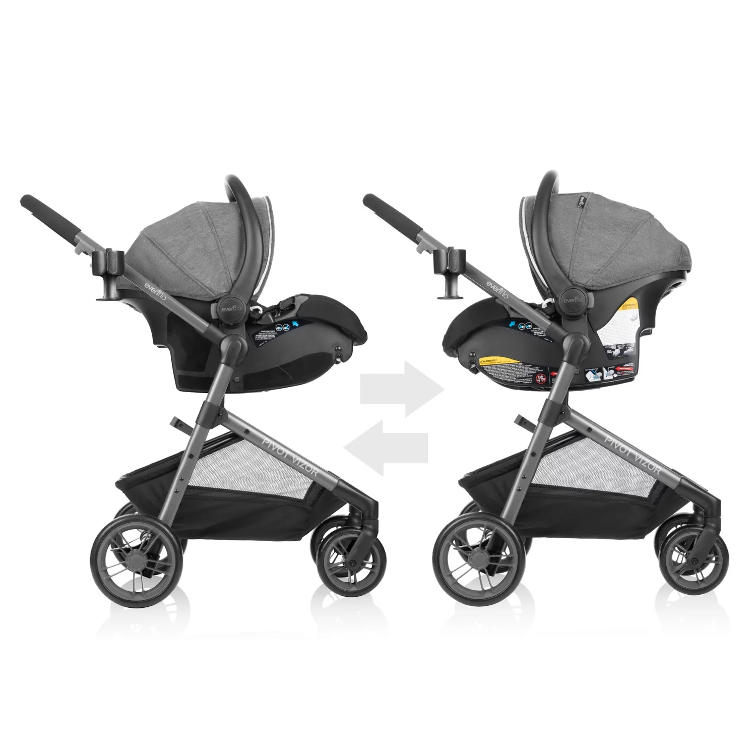 Evenflo Pivot Vizor Travel System with LiteMax Infant Car Seat (Chasse Black), Unisex