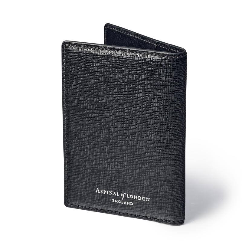 Aspinal of London Black Double Fold Credit Card Holder