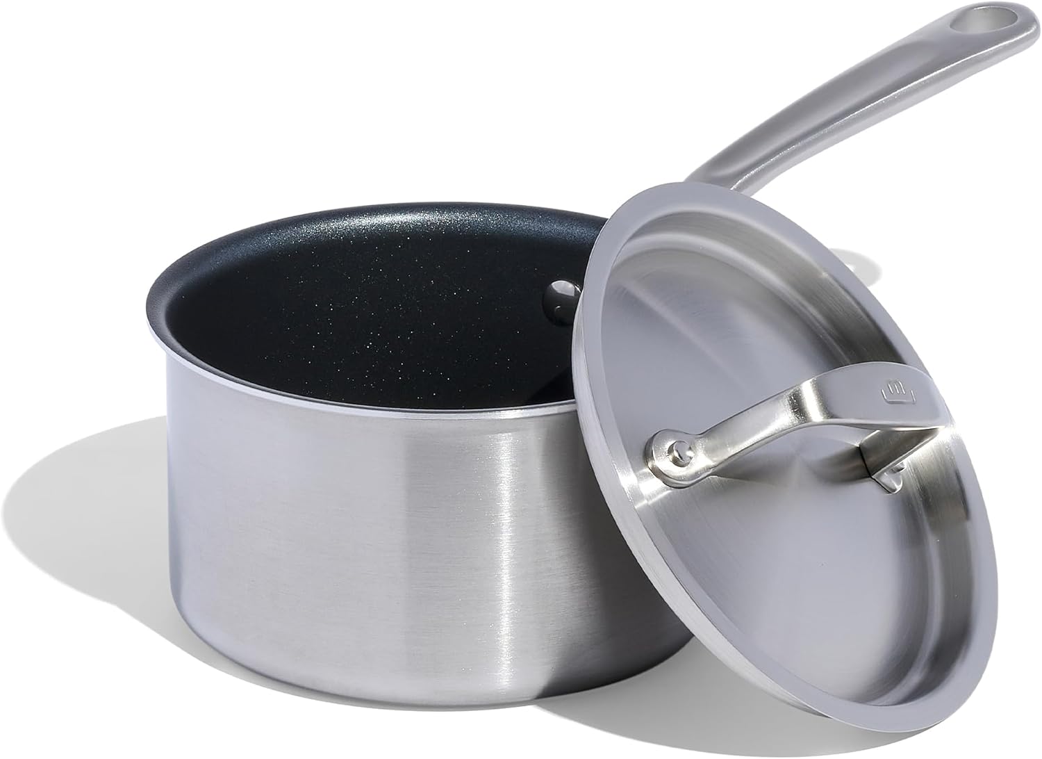 Made In Cookware - 2 Quart Non Stick Sauce Pan With Lid - Graphite - 5 Ply Stainless Clad Nonstick Saucepan - Professional Cookware - Crafted in Italy - Induction Compatible