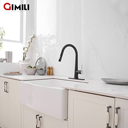 GIMILI Touchless Kitchen Faucet with AC Adapter, Brushed Nickel Motion Sensor Hands Free Smart Single Handle Kitchen Sink Faucet with Pull Down Sprayer