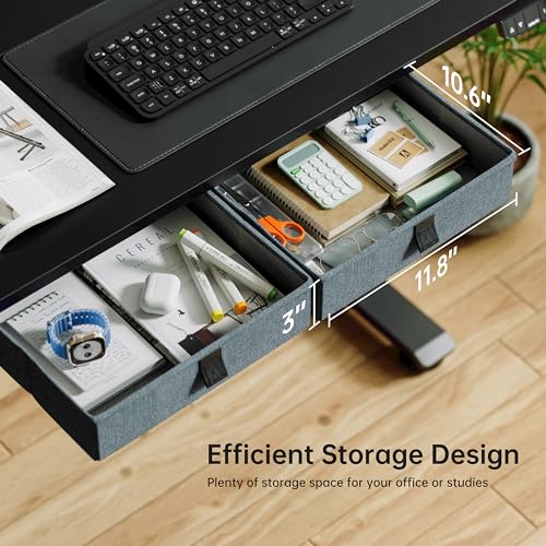 Standing Desk with 2 Drawers, Adjustable Height Electric Desk with Storage, 63 x 24 Inches Sit Stand Up Computer Table for Work Office Home, White
