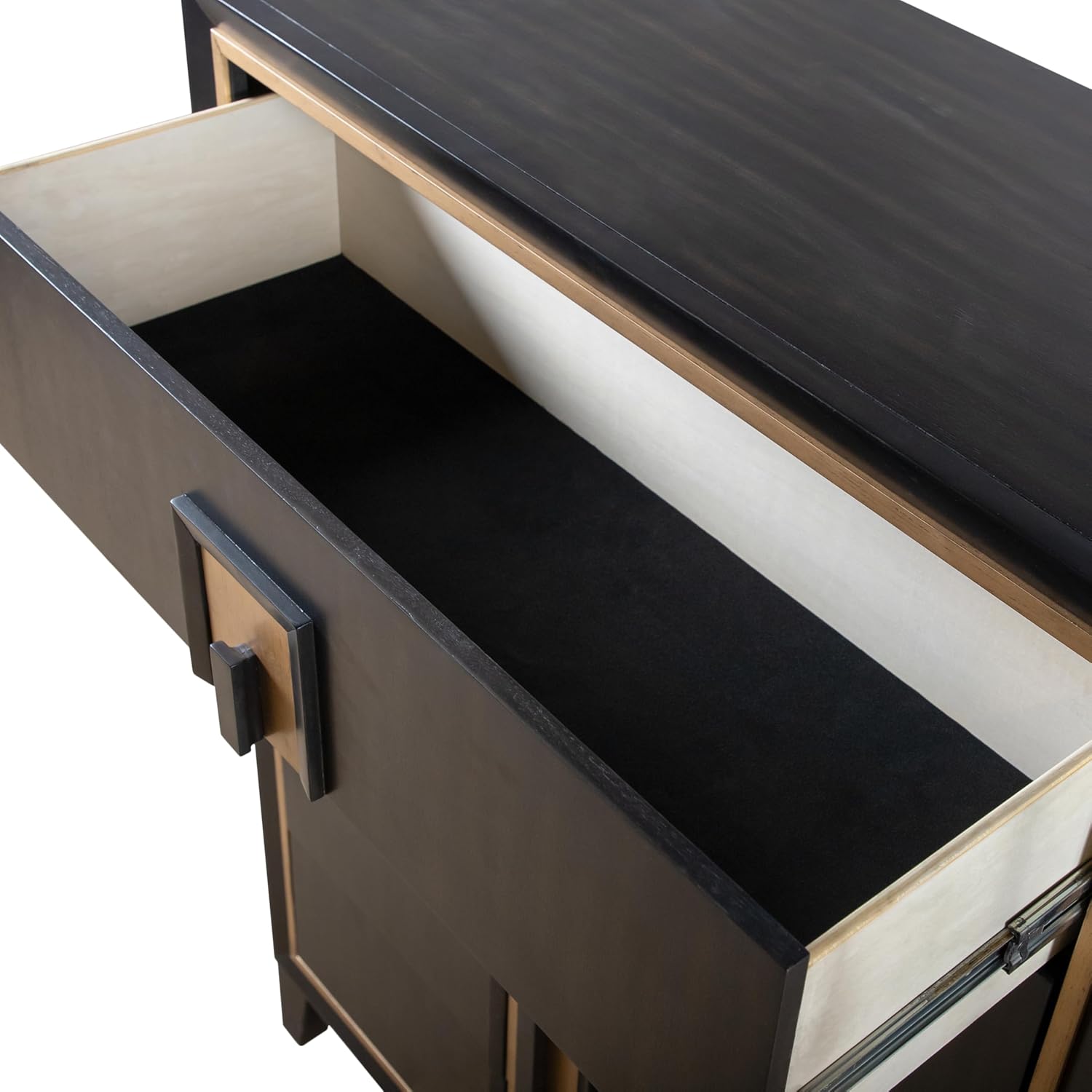 Furniture of America Delbert Modern Solid Wood Chest with Clothing Storage and Gold Accent Trim, 5-Drawer Cabinet, Tall Dresser for Bedroom, Guest Room, Space Saving, Espresso