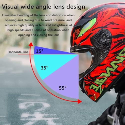 Full Face Bluetooth Helmet, Adult-Youth Motorcycle Helmet, DOT Approved Men Women Flip Up Front Helmet Anti Fog Dual Visors Tail Modular Integrated Helmet