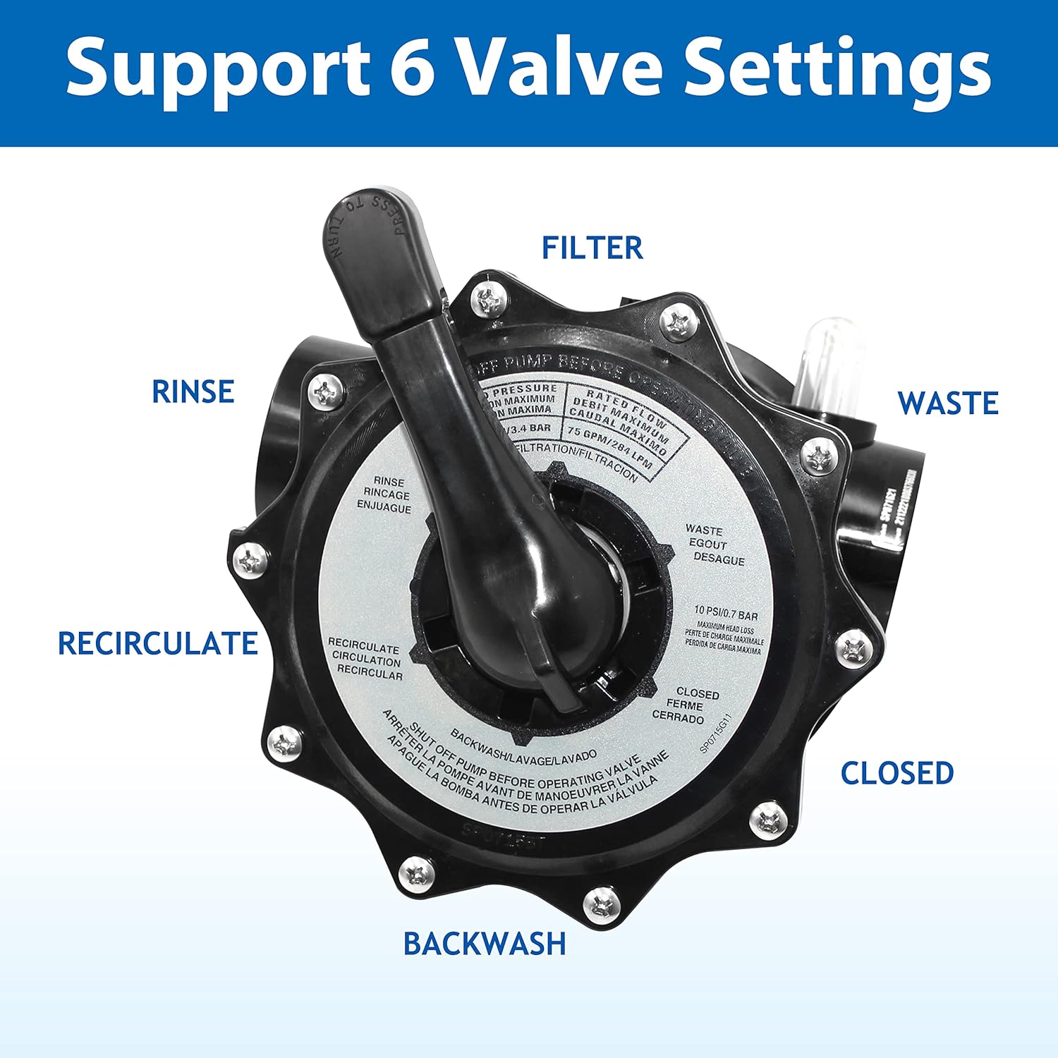 SP071621 Top-Mount Control Valve Replacement for Hayward Pro Series Sand Filter S310T2, S270T2, S310T2, S360T2