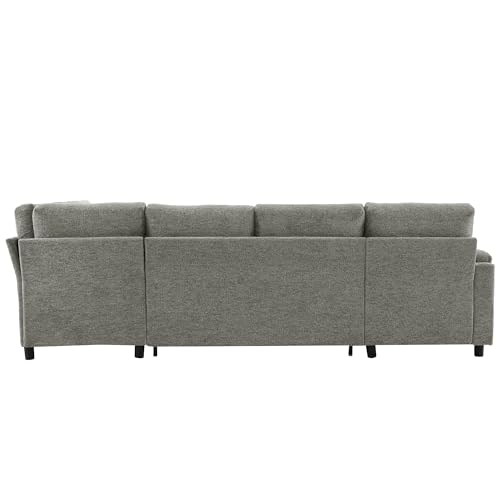 Oversized U-Shaped Sectional Sofa Couch Plush Corduroy Upholstered Modular Deep Seat Sofa&Couch Sectional W/Right Facing Chaise Lounge and 7 Toss Pillows for Home Apartment Living Room Furniture Sets