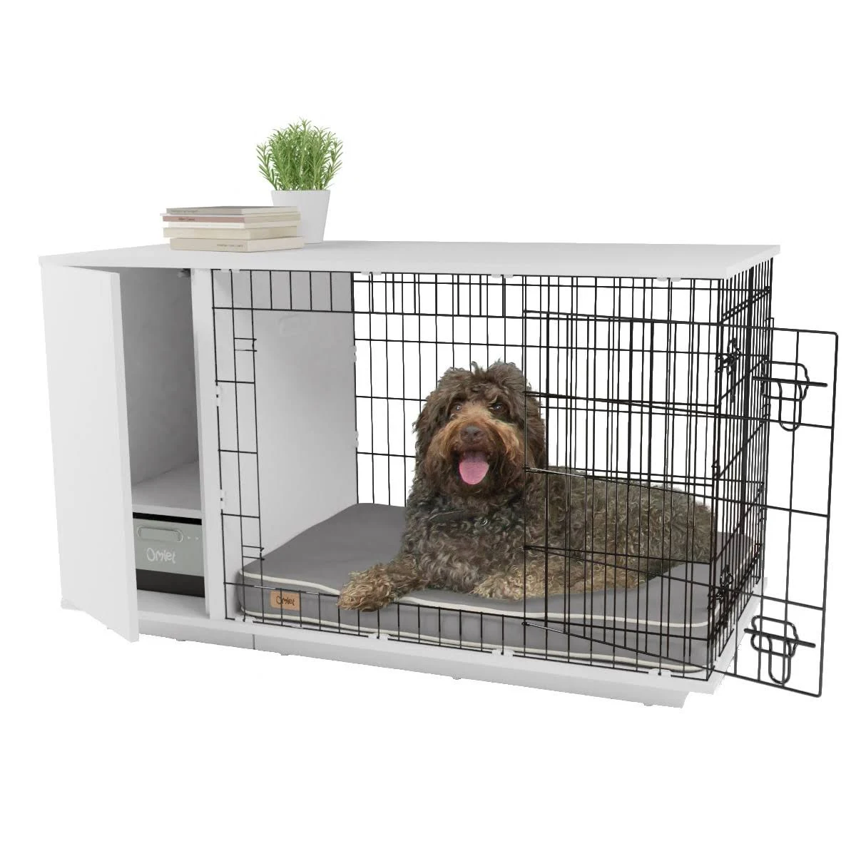 Omlet Fido Studio 36 Dog Crate with Closet - White