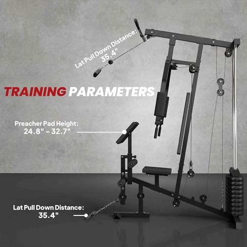 Soozier Multifunction Home Gym System, Workout Station with 99Lbs Weight Stack, for Full Body Exercise