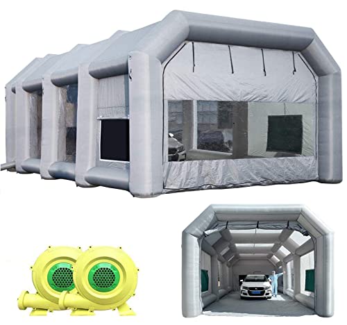 Sewinfla Portable Inflatable Paint Booth 26x15x10Ft Spray Paint Booth, Powerful Two Blowers Inflatable Spray Booth with Air Filter System, Car Paint Booth for Car