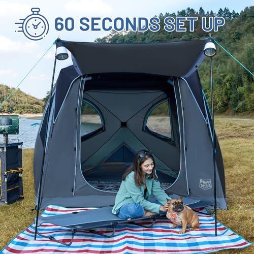 TIMBER RIDGE Instant Pop Up Hub Tent, 4 Person Portable Weather Resistant Camping Tent, 60 Second Set-Up, Easy Up Tents with Rain Fly and Carry Bag