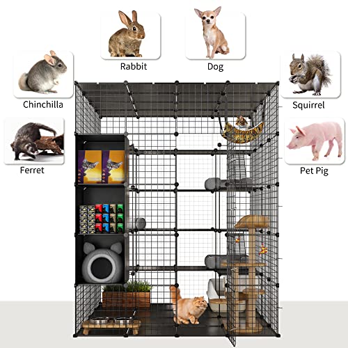 YITAHOME Outdoor Cat Enclosures Catio Large Cat Cage Cat House with Roof Hammock Platforms DIY Pet Kennels Playpen for 1-6 Cats Rv Garden