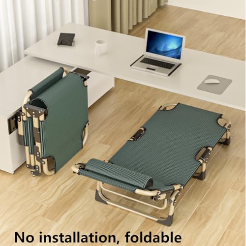 Portable Folding Camping Cot for Adults with Mattress, Rollaway Bed with Pillow Sleeping Cots with 5 Adjustable Positions for Indoor Office Home Nap Outdoor Pool(Blue)
