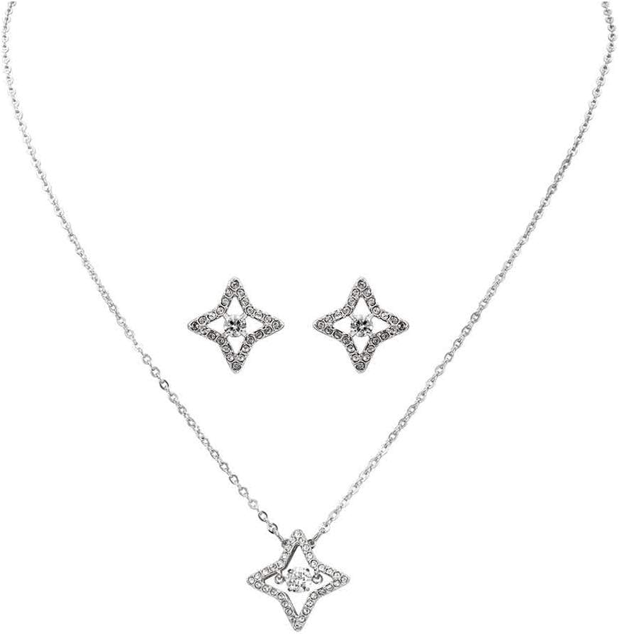 SWAROVSKI Crystal Sparkling Dance Star Rhodium Plated Necklace and Earring Set