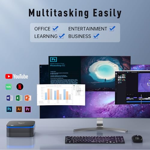 KAMRUI Mini PC, AK1 Plus, 12th Gen N95 Processor (Up to 3.4GHz), Mini Desktop Computers 16GB DDR4 1TB SSD Support 4K UHD, LAN, WiFi/BT 4.2, Micro Tower for Business, Office, Home Server