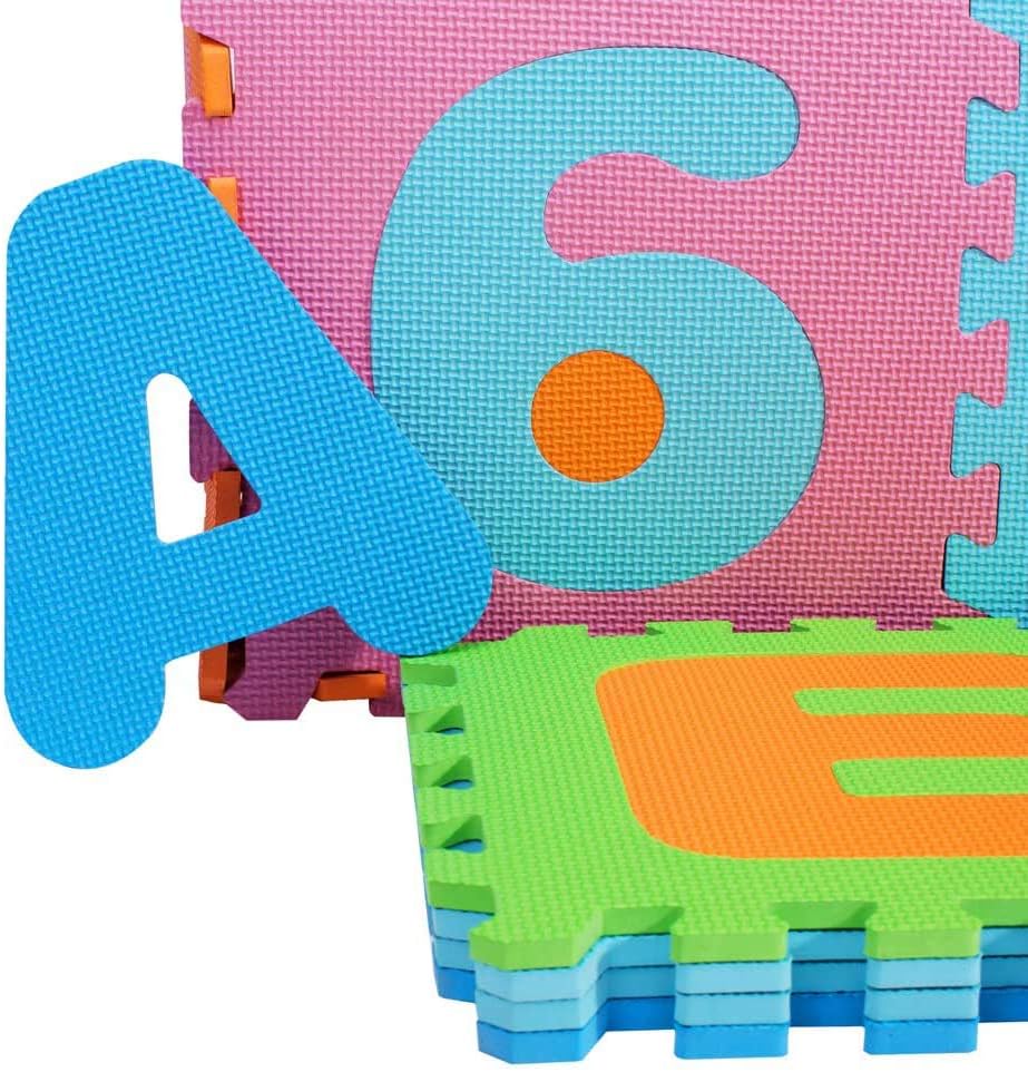 Kangler Kids Foam Puzzle Play Mat (36-Piece Set) 12X12 Inches Interlocking Floor Tiles with Alphabet and Numbers Pack of 2