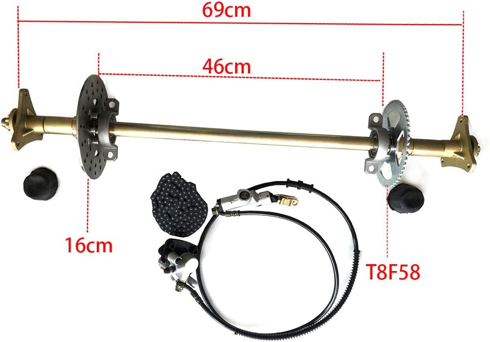 Kinbelle Rear Axle Shaft Kit 740mm w/Brake Assembly Sprocket fit for Go Kart Quad Drift Trike