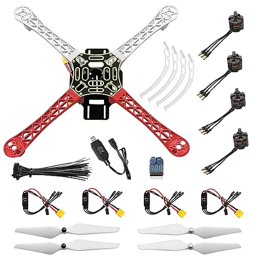 HAWK'S WORK F450 Drone Kit to build, DIY Quadcopter Set, Frame + Pixhawk + GPS + Power Module + ESC + Brushless Motor + Prop + Battery + RC Transmitter & Receiver + Accessory + Guild Book & Video (A)