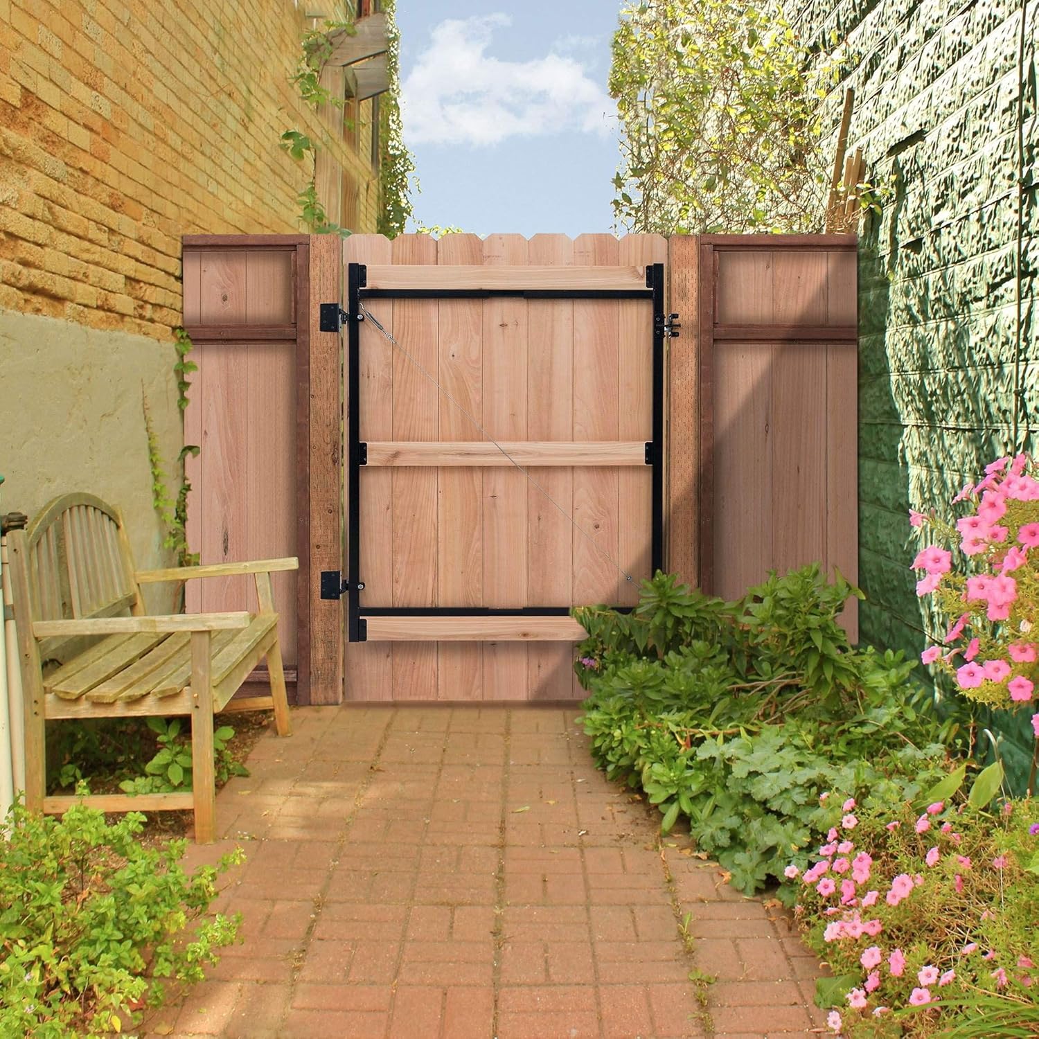 Adjust A Gate Steel Frame Gate Adjustable Building Kit for Doorway and Driveway, 60 to 96 Inches Wide and 6 Inches High, 3 Pack