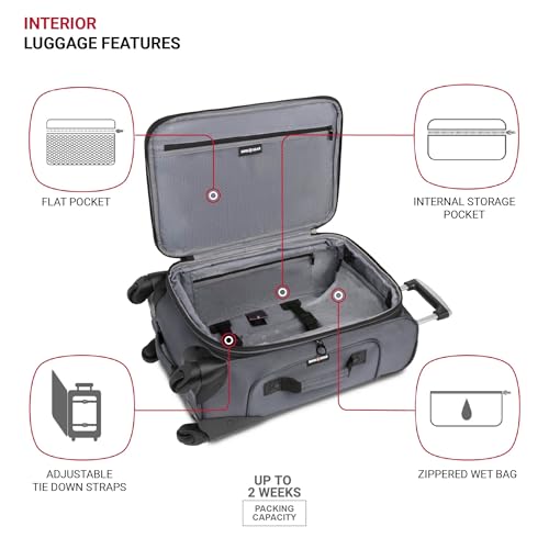 SwissGear Sion Softside Expandable Luggage, Black, Checked-Large 29-Inch