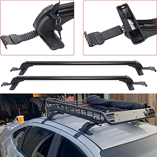 43.3" Roof Rack Cross Bar Universal Adjustable fit Most Vehicle Without Roof Side Rail Black Aluminum Roof Bars Max 165LBS Load Capacity with 2 Keys