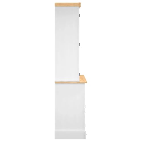 Highboard, Craft Cabinet Kitchen Storage Linen Cabinet Pantry Cabinet Suitable for Kitchens Small Spaces Bedroom Living Room, Corona Brown 44.1"x16.9"x77.2" Solid Wood Mexican Pine