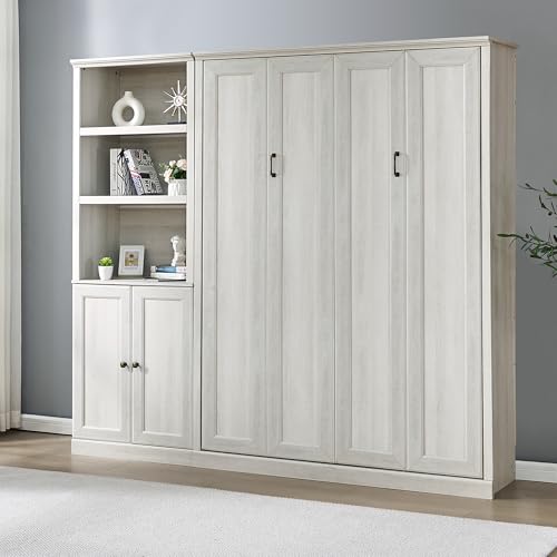 Queen Size Murphy Bed Wall Bed with a Storage Shelf, Space-Saving Wall Bed for Multipurpose Guest Room or Home Office - Gray