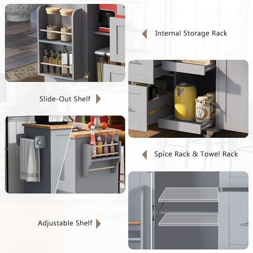 Farmhouse Kitchen Island With Storage Large Kitchen Island With Drop Leaf Rolling Kitchen Island With 3 Drawer 2 Slide-Out Shelf And Internal Storage Rack White Kitchen Island For Restaurants