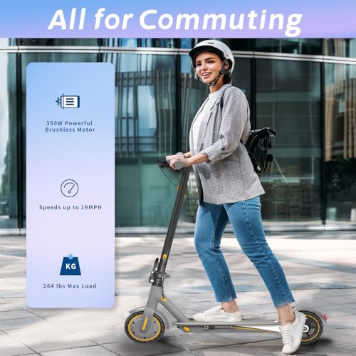 Electric Scooter for Adults, 19Mph, 15/21 Miles Range, Aluminum Alloy E-Scooter with 8.5" Honeycomb Tire, Foldable Escooter with Dual Braking System and App Control