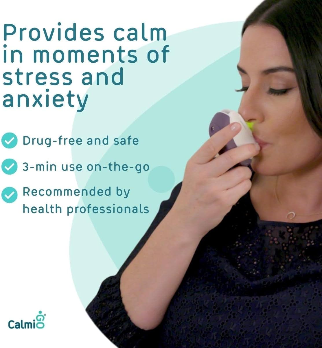 CalmiGo Anxiousness & Stress-Relief Natural Calming Device, Peppermint Scent, Purple