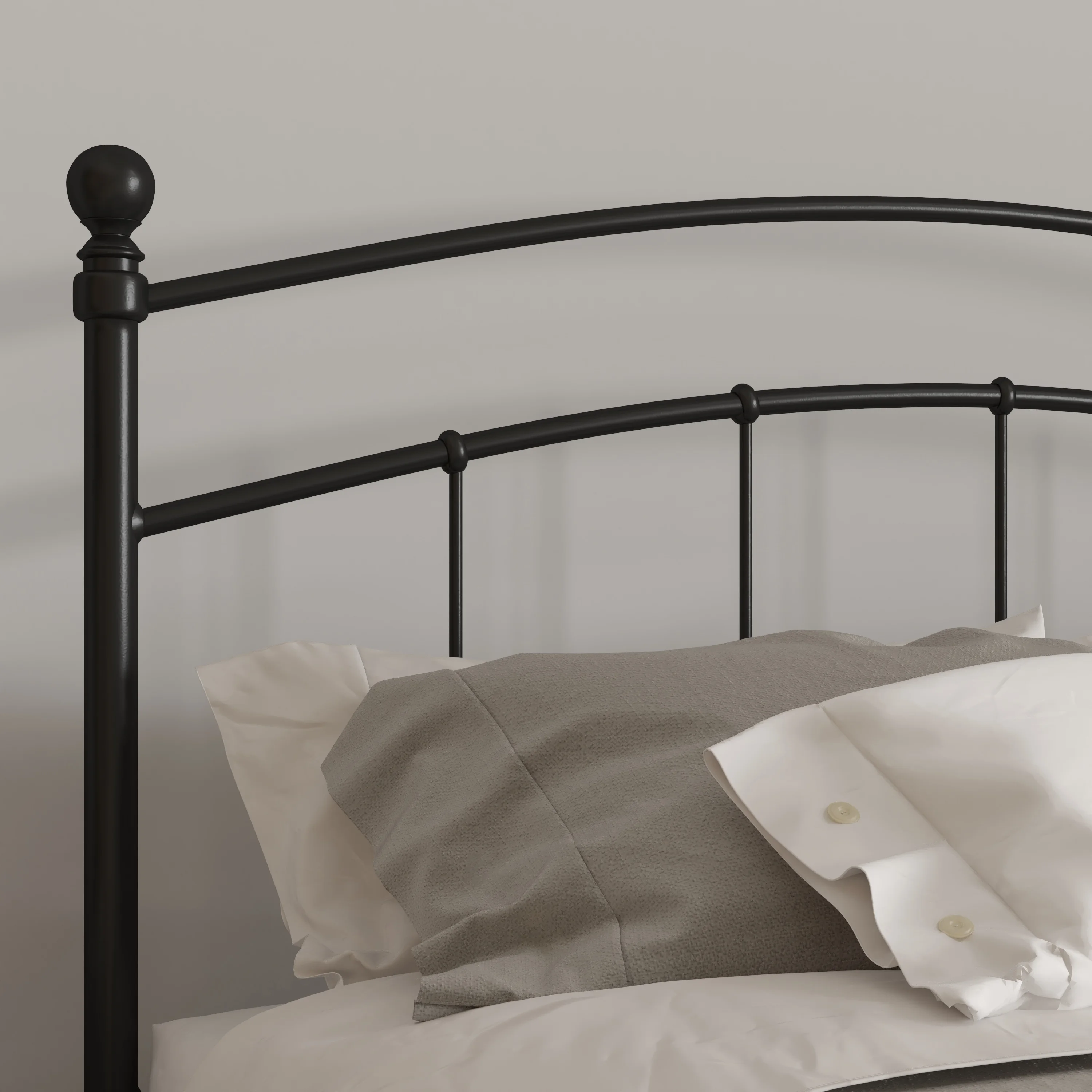 Merrick Lane Metal Queen Size Headboard Contemporary Arched Headboard With Adjustable Rail Slots