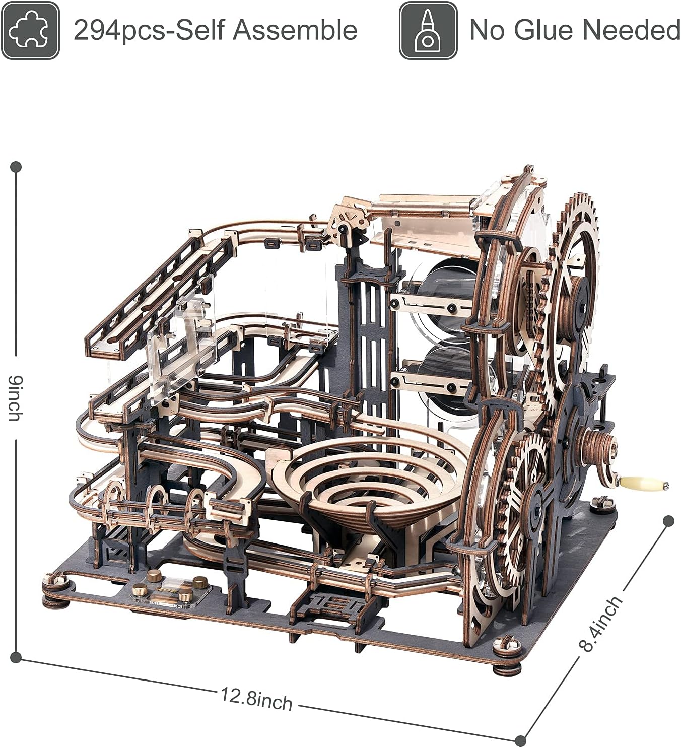 ROKR 3D Wooden Puzzles Marble Run Chain Model Mechanical Building Kit for Adults to Build Unique Gift for Friends and Family (Night City)