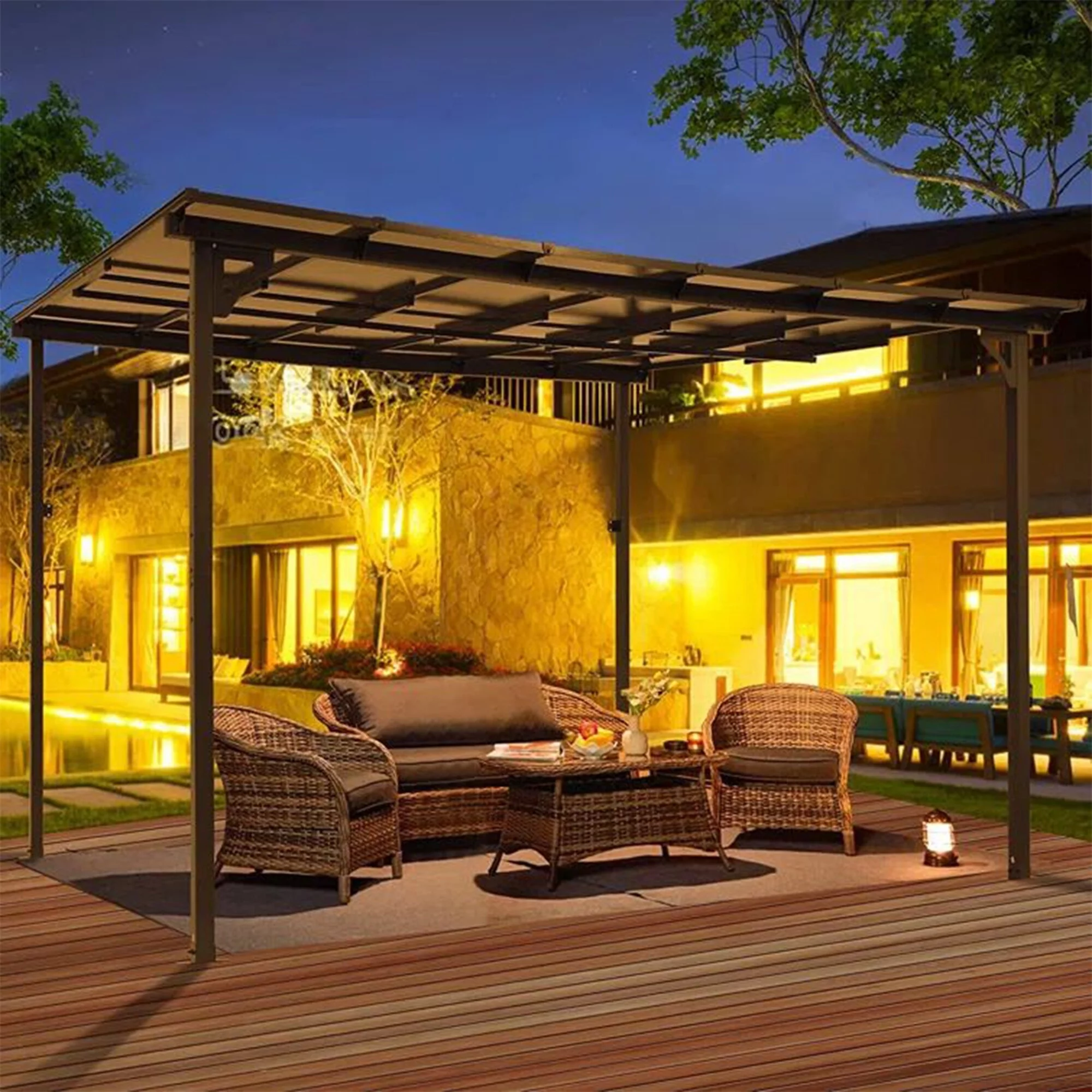 AECOJOY Aluminum Pergola with Canopy 10 Ft. W x 10 Ft. D