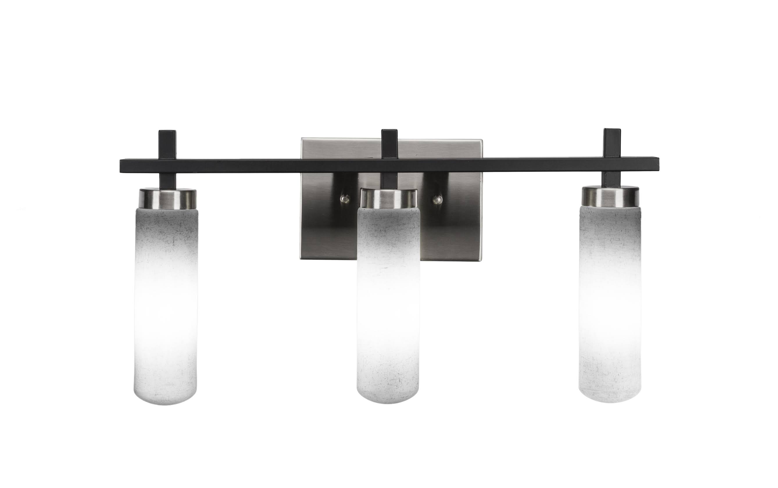 Toltec Lighting 2513-MBBN-601 Salinda 3 Light Bath Bar in Matte Black u0026 Brushed Nickel Finish with 2.5” White Muslin Glass