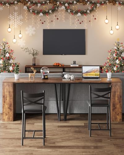 GAOMON 3 Piece Bar Table Set for 2, Bar Table and Chairs Set with with Flip Top Extension, Dining Table Set with Storage Shelves, Suitable for Small Space Kitchen Apartment, Grey