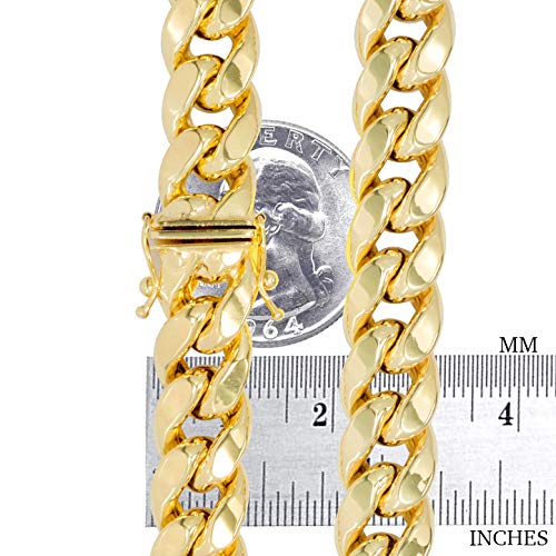 Nuragold 14k Yellow Gold 11mm Thick Miami Cuban Link Chain Necklace, Mens Jewelry Box Clasp 20" 22" 24" 26" 28" 30"