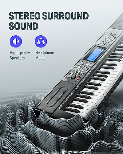 Donner 61 Key Keyboard Piano, Electric Piano Keyboard Kit with 249 Voices, 249 Rhythms - Includes Piano Stand, Stool, Microphone, Gift for Beginners, Black (DEK-610S)
