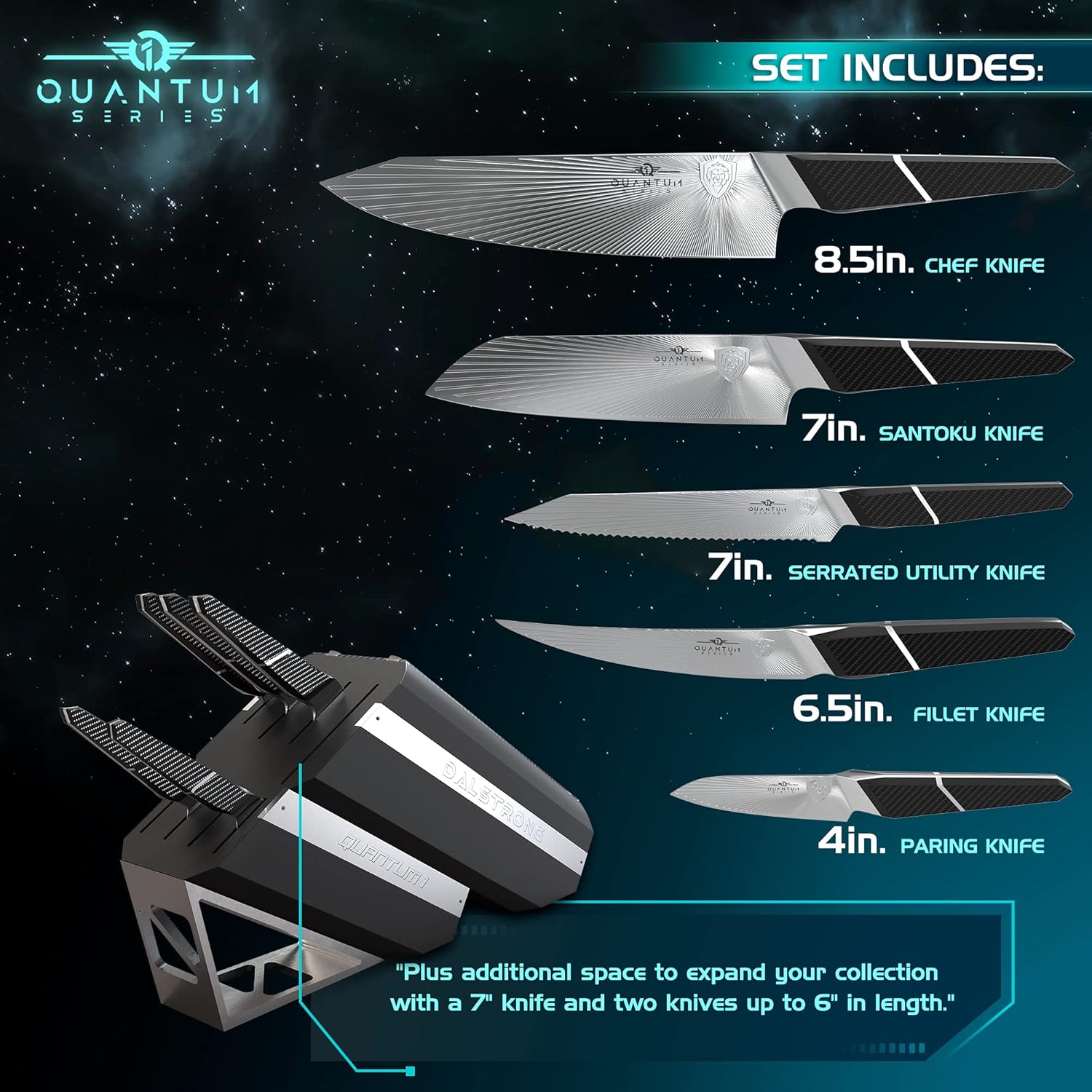 DALSTRONG Slicing & Carving Knife - 12 - Quantum 1 Series - Ultra-Sharp - American Forged BD1N-VX Hyper Steel - Carbon Fibre G10 Hybrid Handle - Leather Sheath