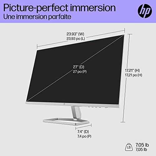 HP Series 5 27 inch FHD Monitor, Full HD Display (1920 x 1080), IPS panel, 99% sRGB, 1500:1 contrast ratio, 300 nits, Eye Ease with Eyesafe certification, 527sw (2024)